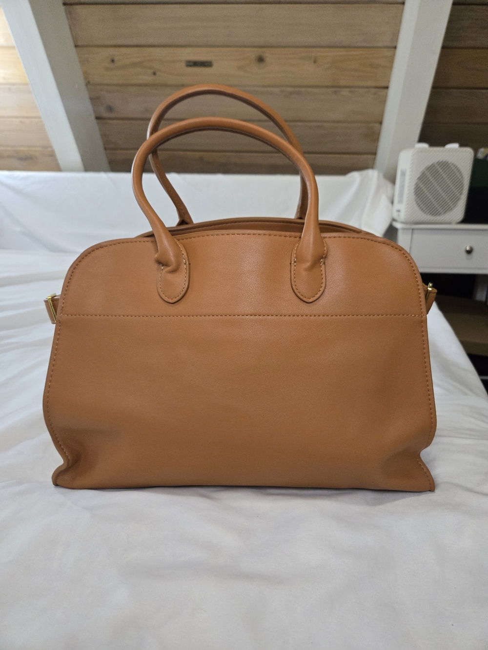 Women's Structured Tan Leather Satchel Bag Gorgeous